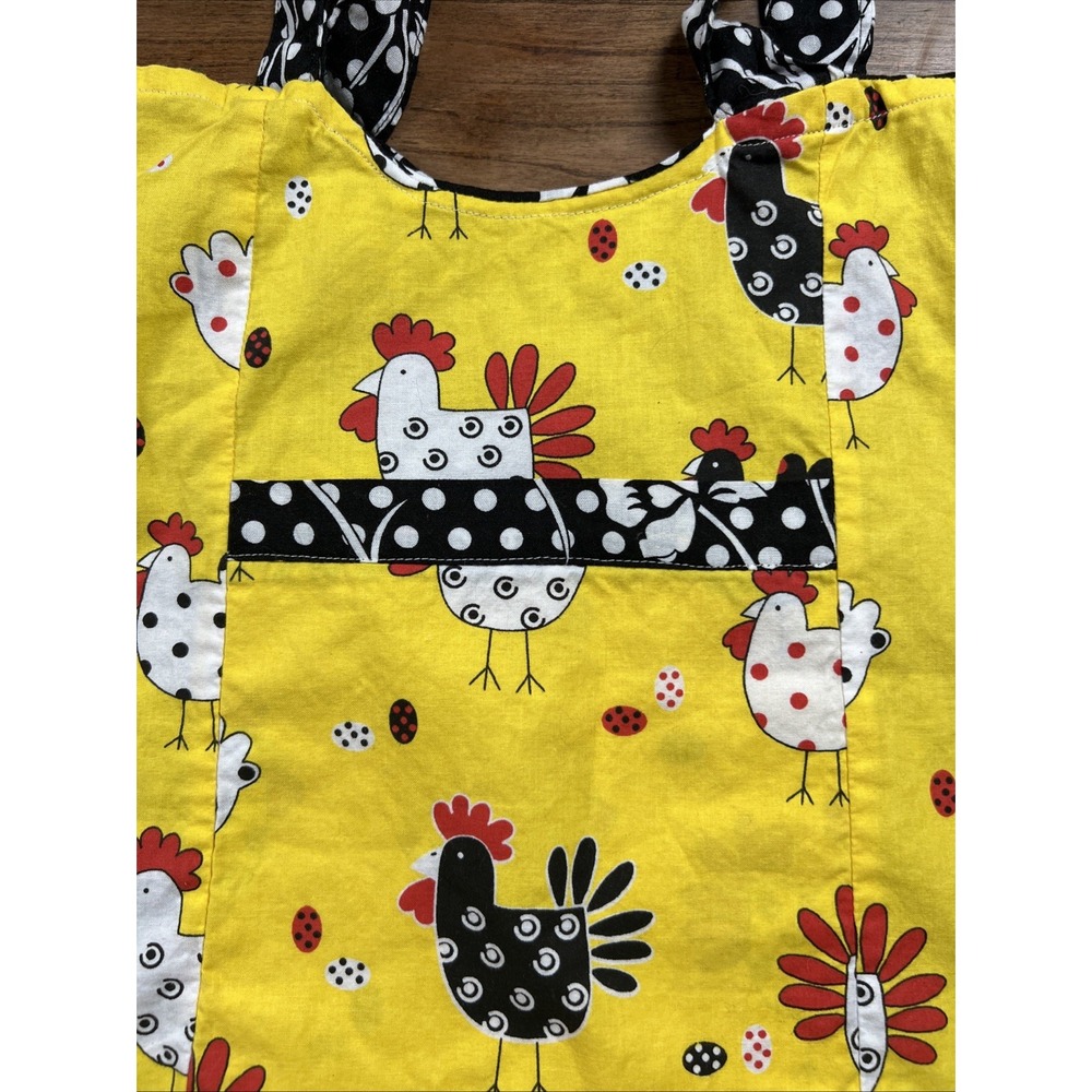 handmade tote bag Chickens Hens Reversible Cotton Double Handle Barnyard‎ Kitch - Picture 6 of 9